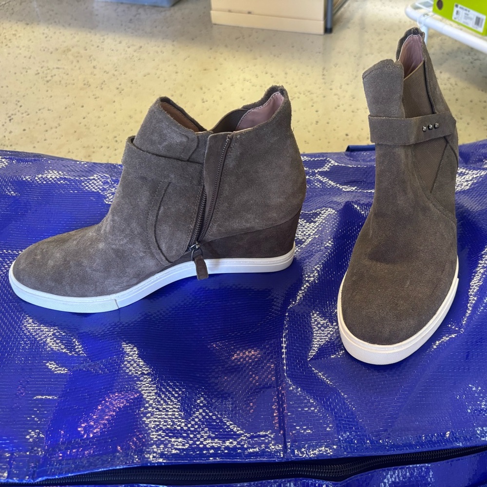 Paolo Taupe Suede Wedge Sneaker Booties